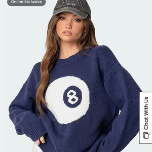 Edikted Navy Edikted Magic 8-Ball Crew Neck Sweater